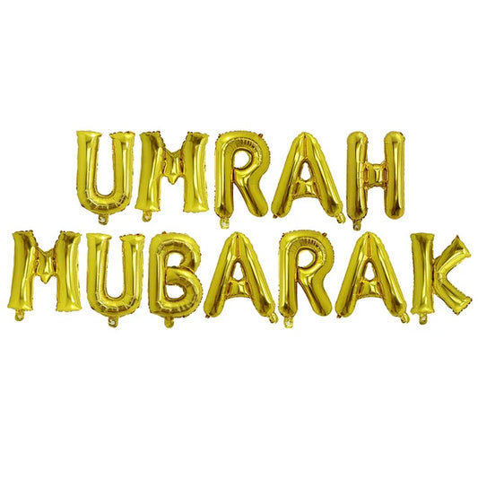 16 Inch Umrah Mubarak Hang Letter Balloons Islamic Muslim Party Ornaments Aluminum Ballon Ramadan Pennants Party Decorations