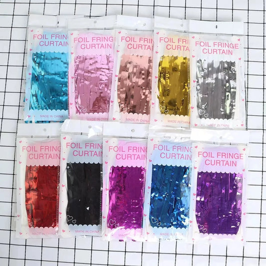 1_2m Multi-Size Colorful Metal Foil Tassels Curtain for Wedding & Party Background Decoration for Festive Events & Celebrations