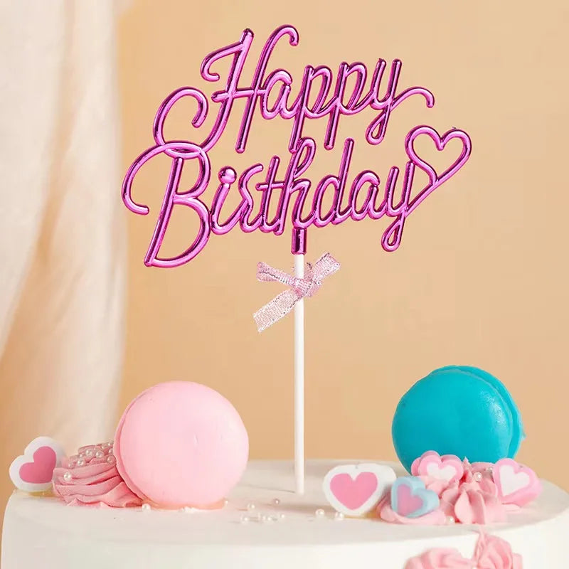 Best Selling Large Size Happy Birthday Cake Decoration Plastic 3D Birthday Card Insert for Cake Topper