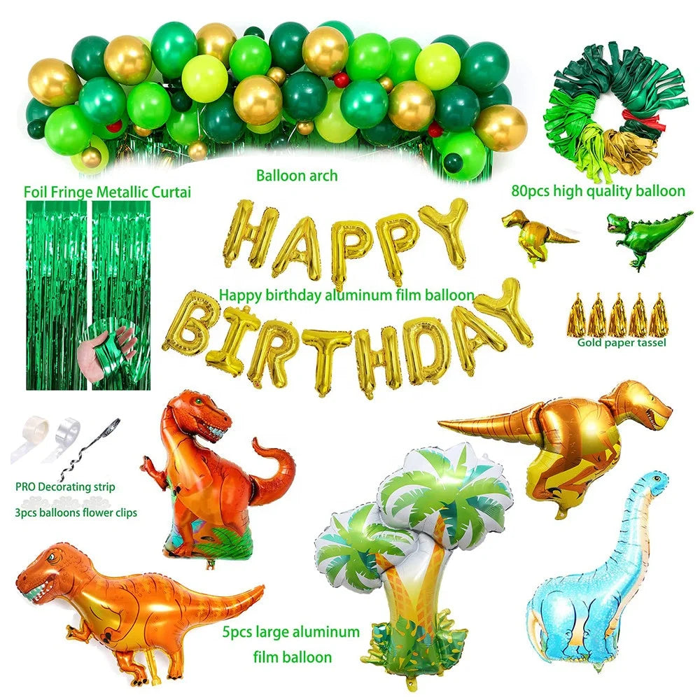 Happy Birthday Balloons Dinosaur Themed Party Decoration Birthday Party Supplies Baby Shower Kids Birthday Decoration