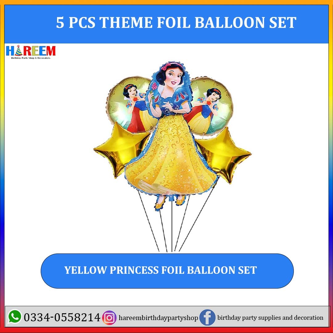 Yellow Princes Foil Balloon Set