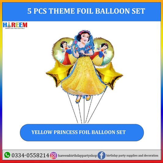 Yellow Princes Foil Balloon Set