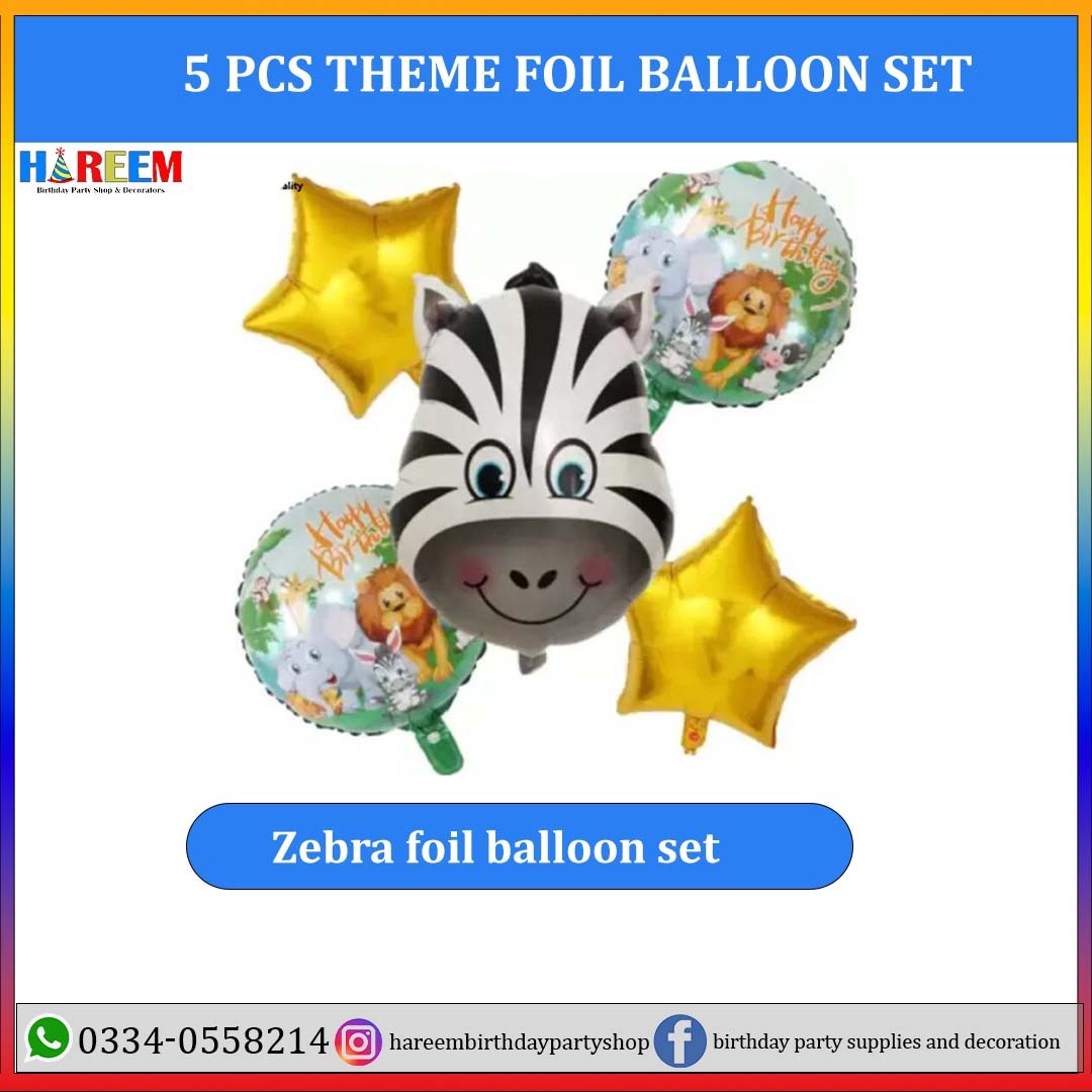 Zoo Theme Foil Balloon Set 5 PCs