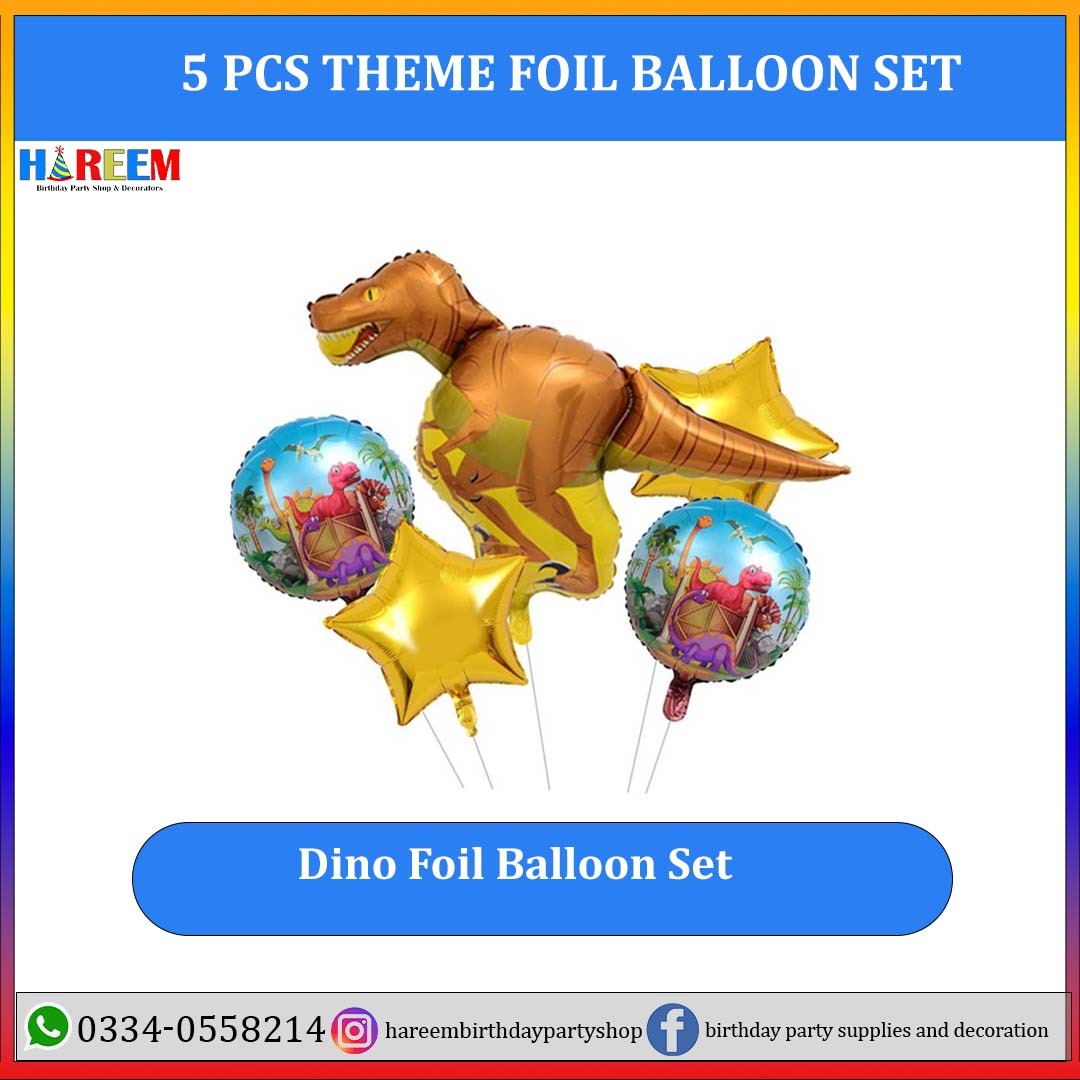 Dinosaur Theme Foil Balloon Set 5 PCs