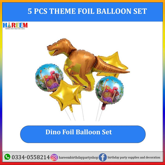 Dinosaur Theme Foil Balloon Set 5 PCs