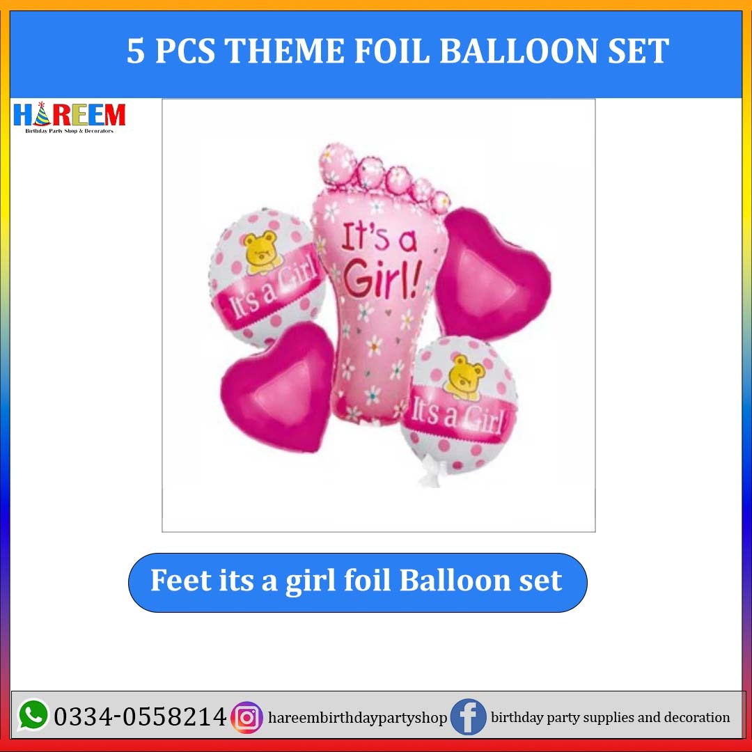 Its a Girl Theme Foil Balloon Set 5 PCs