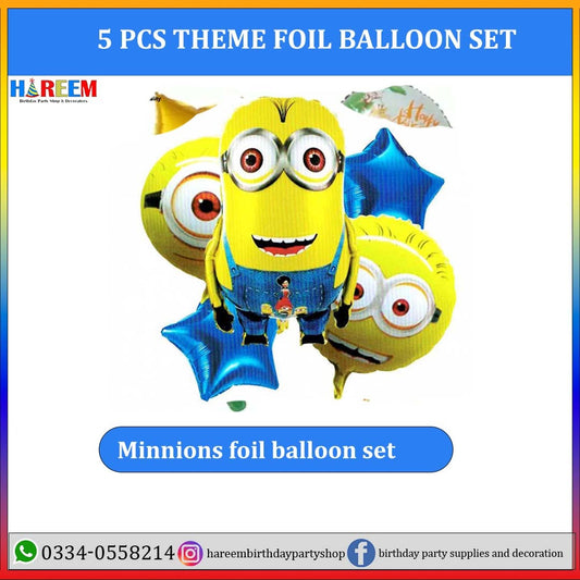 Minion Theme Foil Balloons Set for Decorations & Birthday