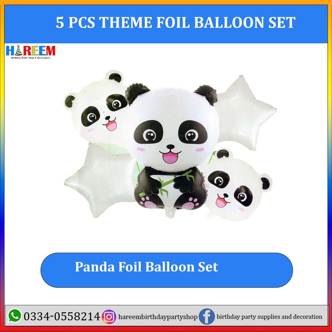 Happy Birthday Panda Theme 5 PCs Balloon Set