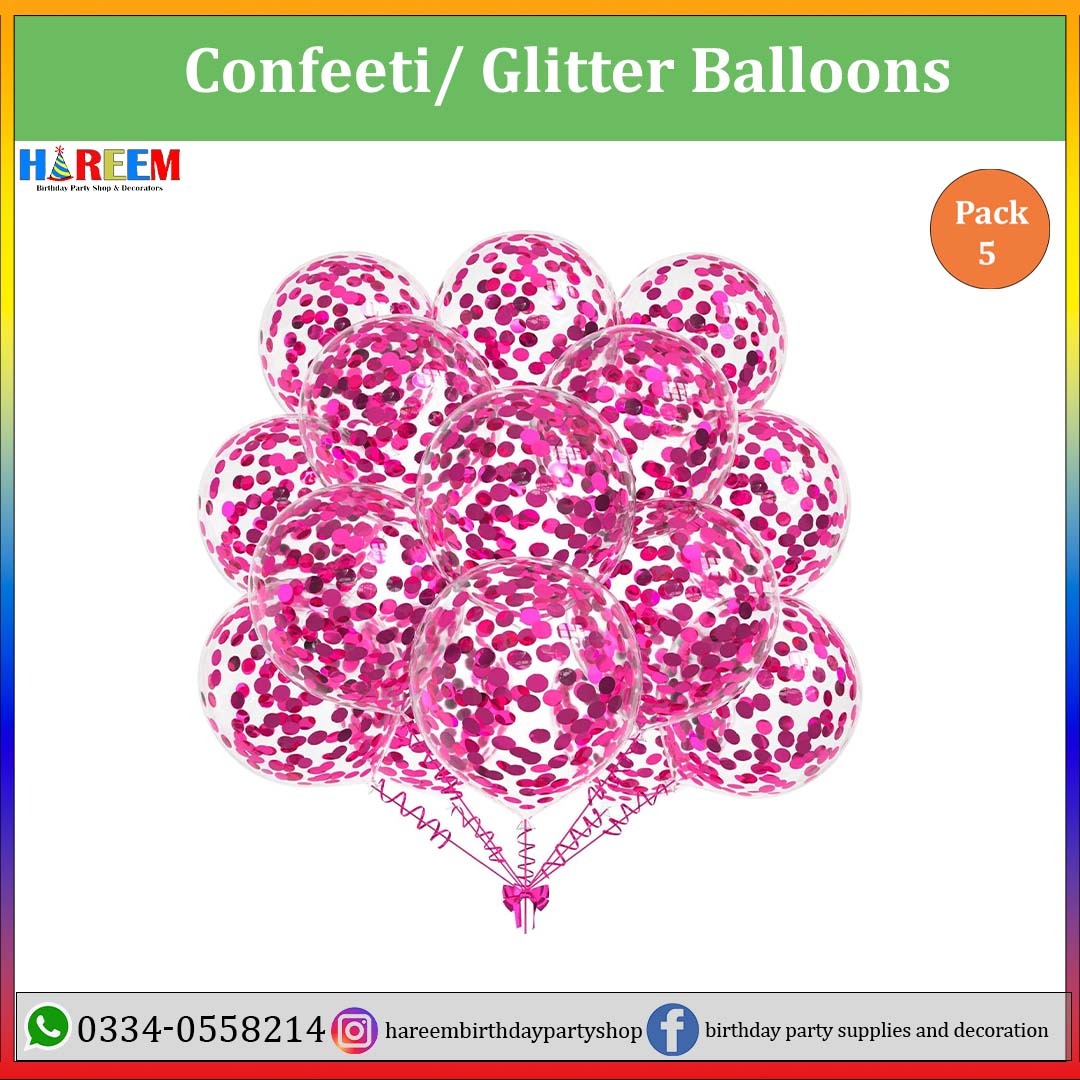 Confetti balloons set Pink Color 05 pcs
