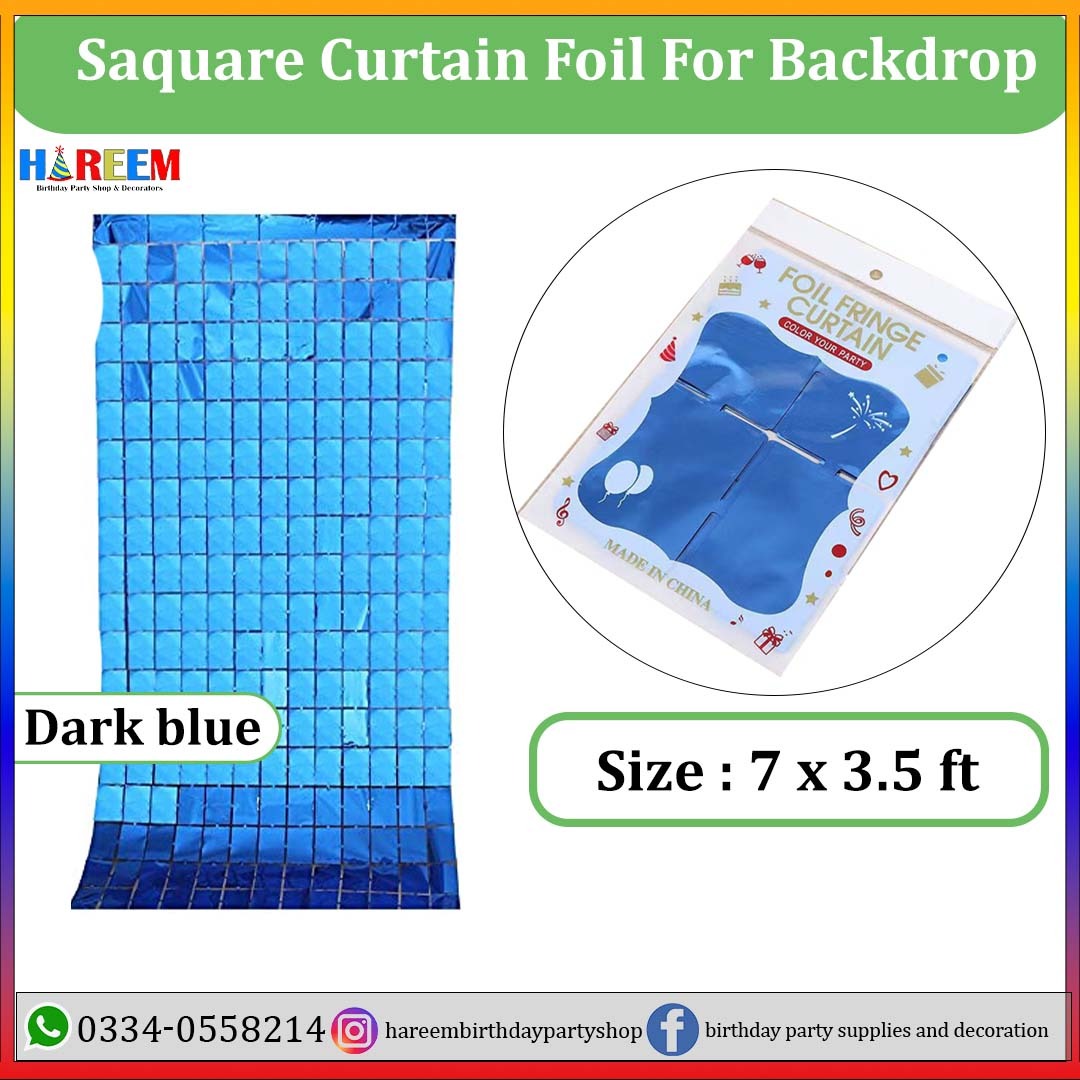 Square Curtain Foil birthday Backdrop, Multiple Colors Available