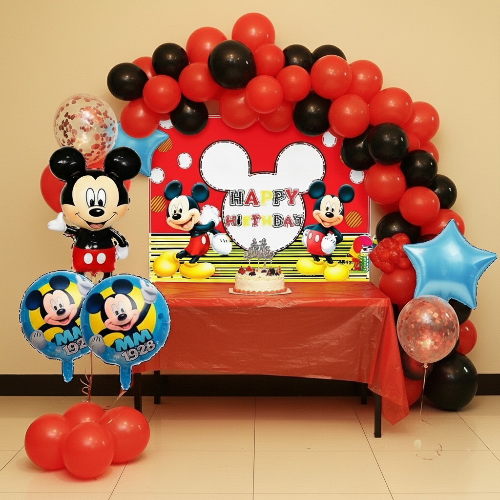 Mickey Mouse Theme Birthday & Party Decorations, Full Set of Balloons & Items