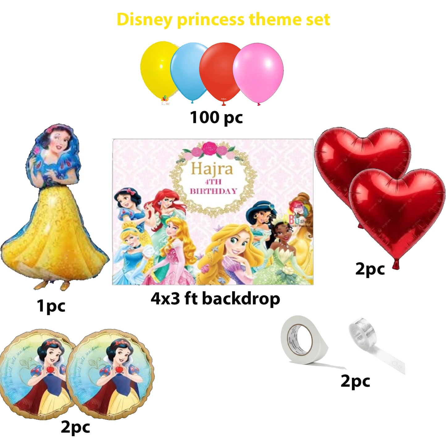 Disney Princes Theme Birthday & Party Decorations, Full Set of Balloons & Items