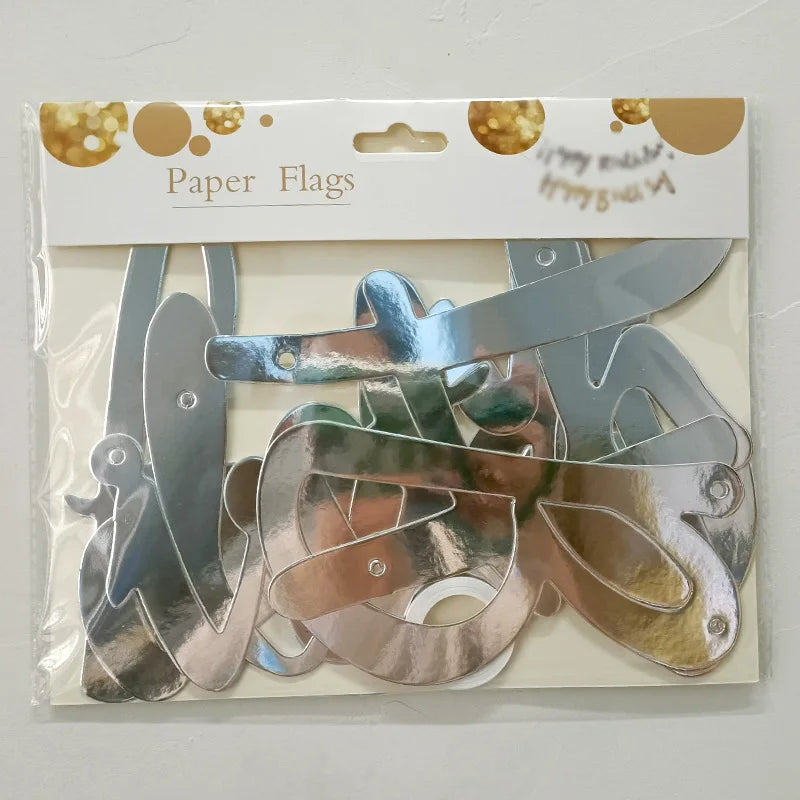 Happy First Birthday Flag Scene Layout Happybirthday One-piece Letter Hot Gold Latte Banner