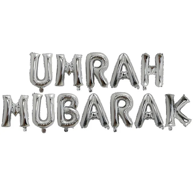 16 Inch Umrah Mubarak Hang Letter Balloons Islamic Muslim Party Ornaments Aluminum Ballon Ramadan Pennants Party Decorations
