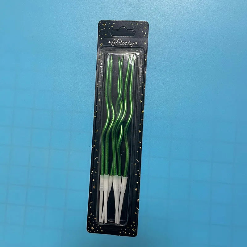 Happy Birthday 6pcs Spiral Candle Birthday Party Metallic Curve Candle for Cake Decoration