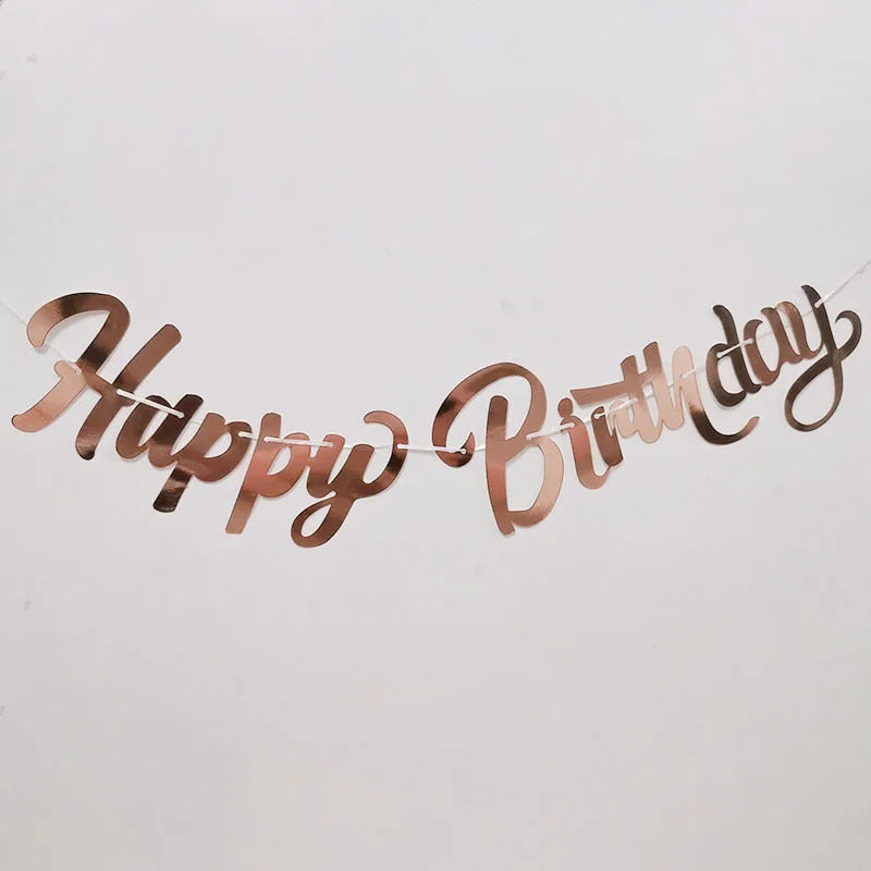 Happy First Birthday Flag Scene Layout Happybirthday One-piece Letter Hot Gold Latte Banner