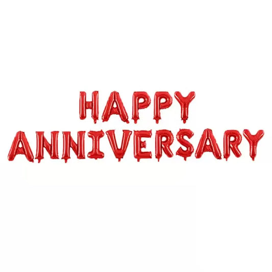 Happy Anniversary Foil Balloons Alphabet Letter Banner Bunting Balloon Set 16 Inch Wholesale Opp Bag for Anniversary Decoration