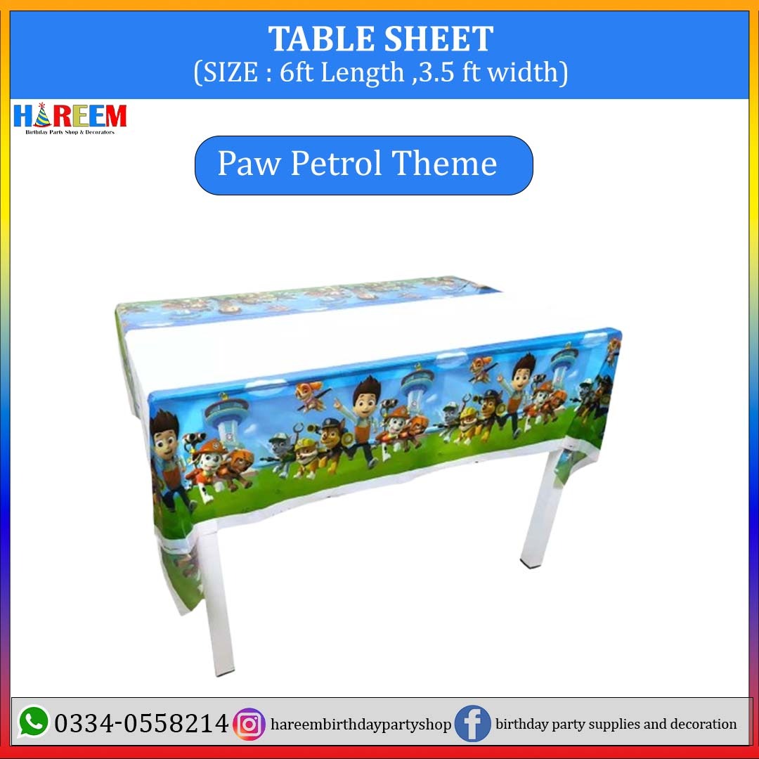 Happy Birthday & Party Character theme table sheet for Boys