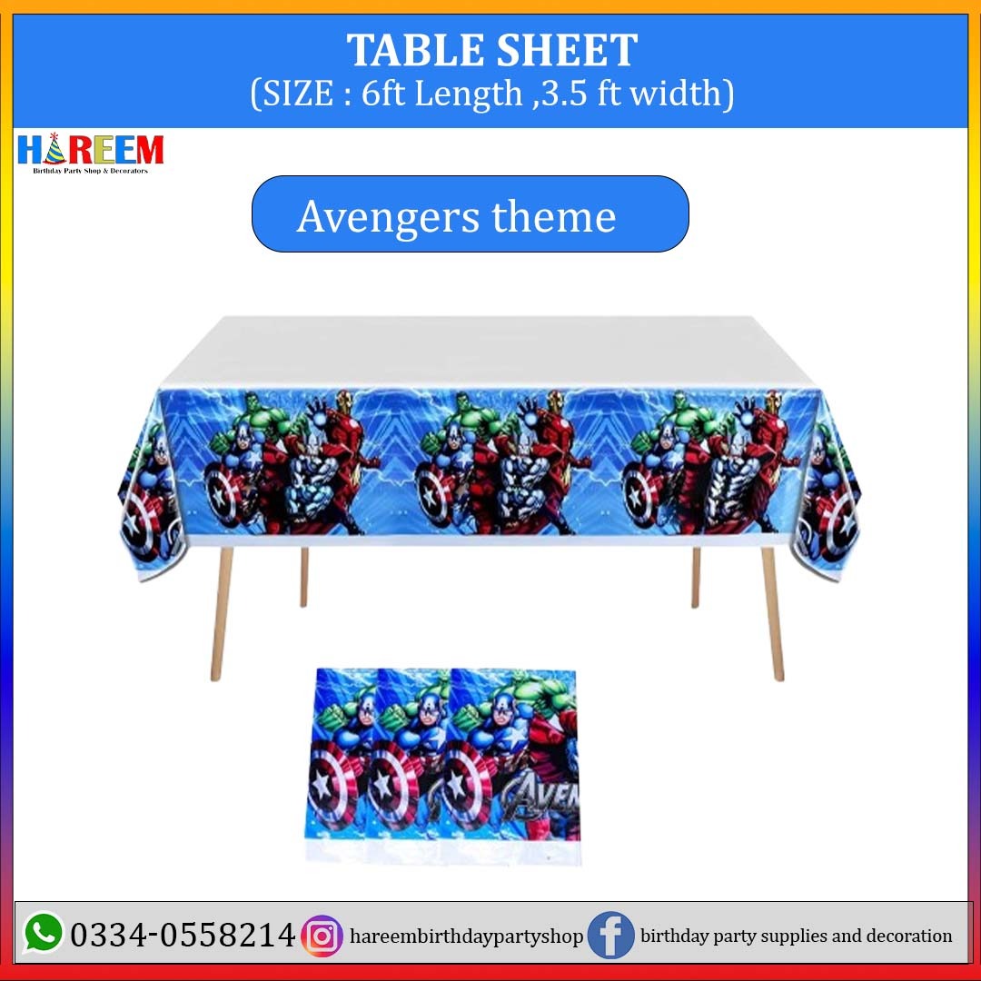 Happy Birthday & Party Character theme table sheet for Boys