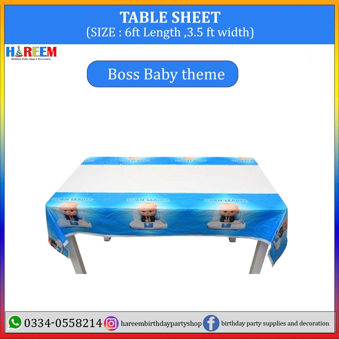Happy Birthday & Party Character theme table sheet for Boys
