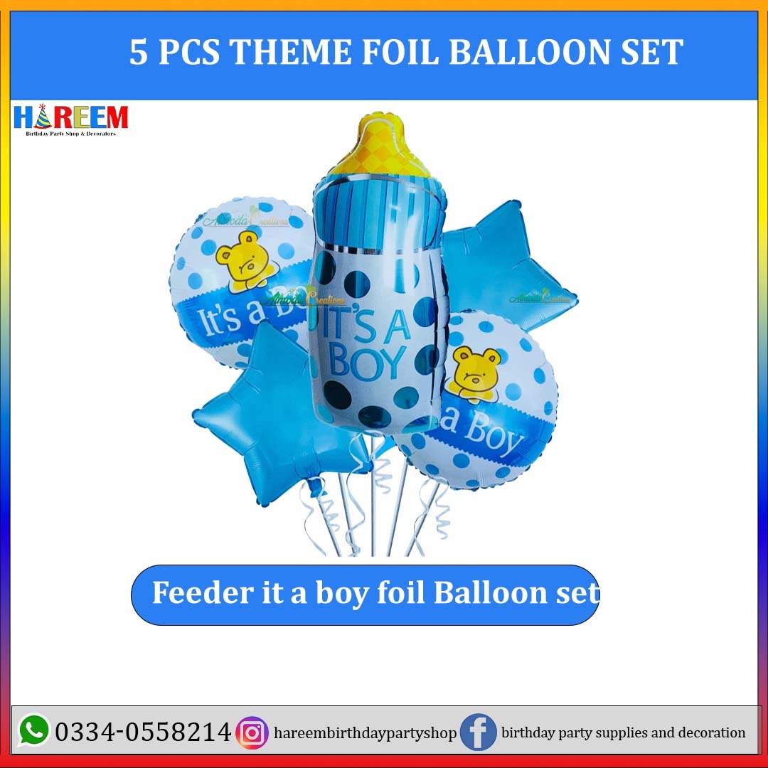 Its a Boy Theme Foil Balloon Set, 5 PCs Set for Decorations & Surpirse Events