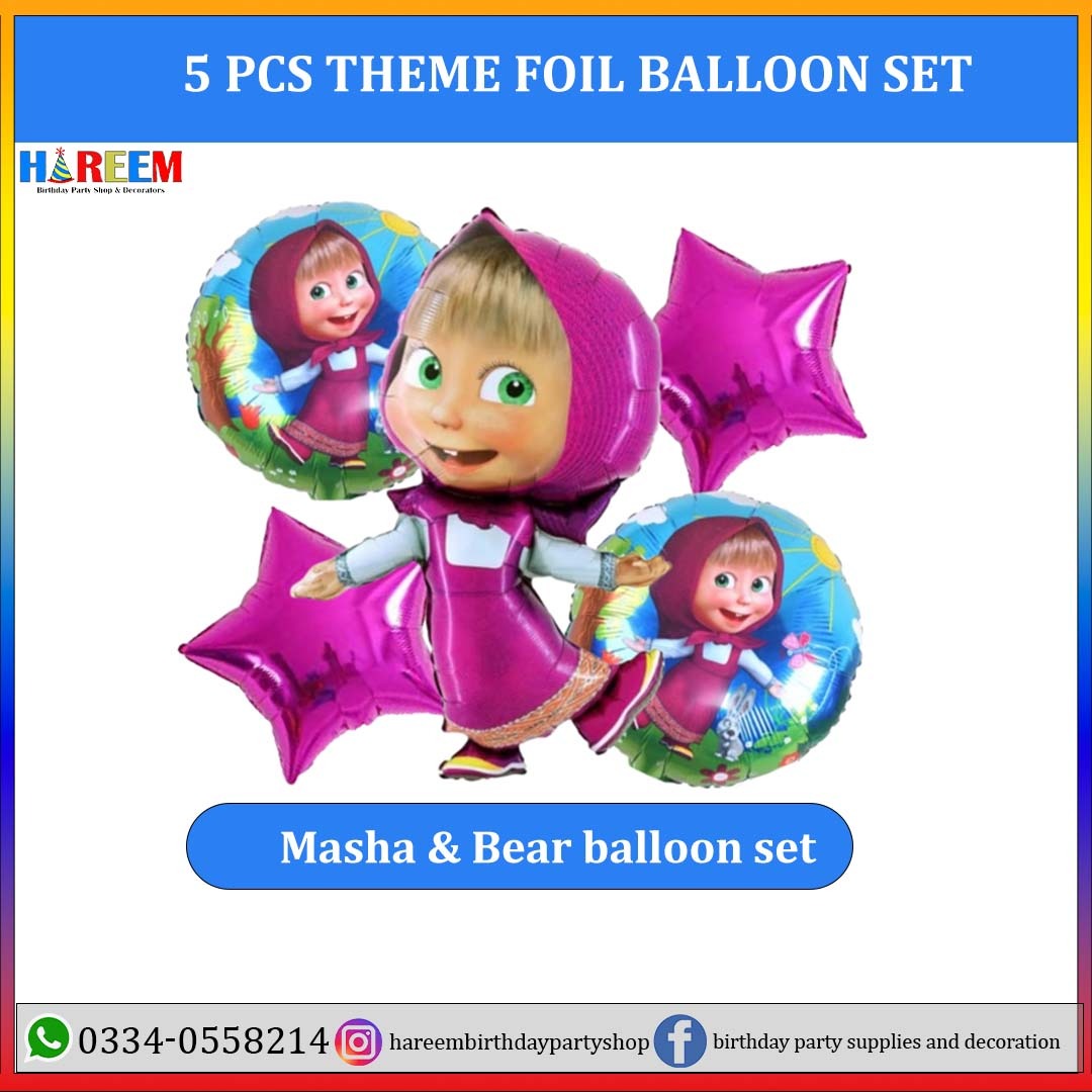 Masha and Bear Theme Foil Balloons