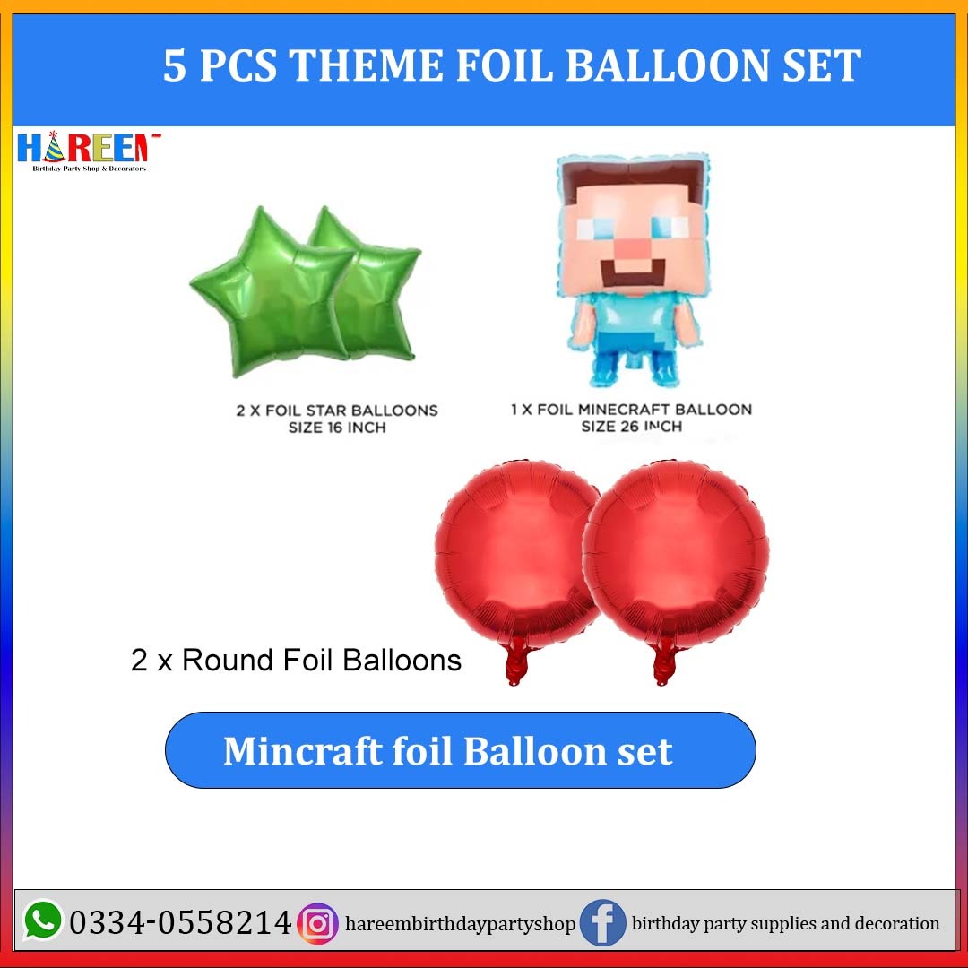 Mincraft Foil Balloons Set
