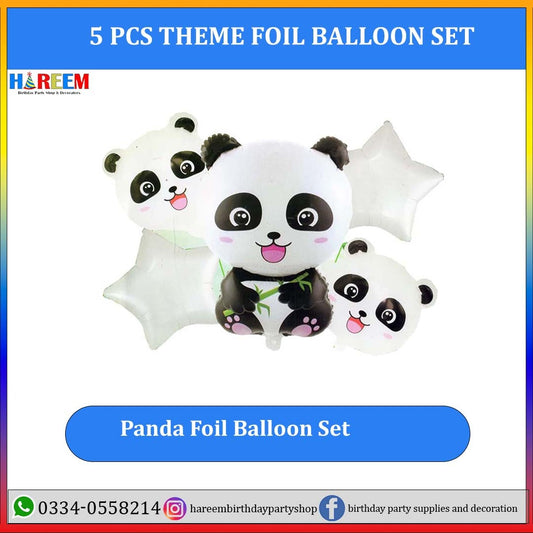 Happy Birthday Panda Theme 5 PCs Balloon Set