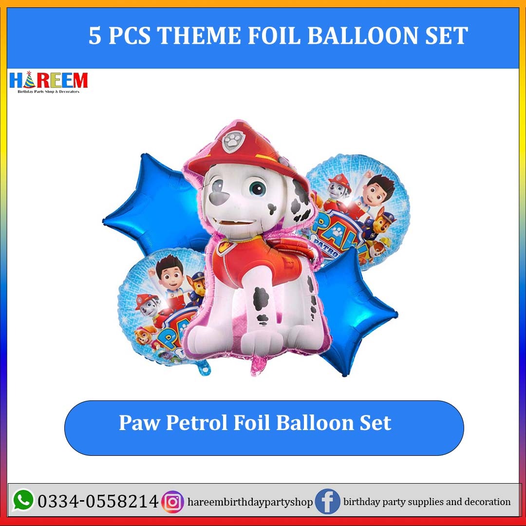 Happy Birthday Paw Petrol Foil Balloon Set 5 PCs