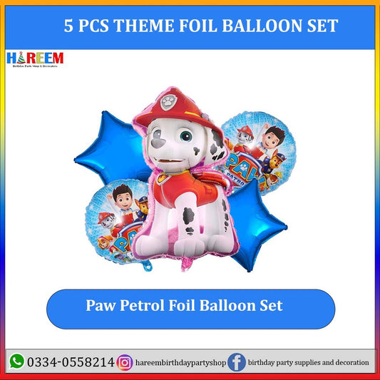 Happy Birthday Paw Petrol Foil Balloon Set 5 PCs