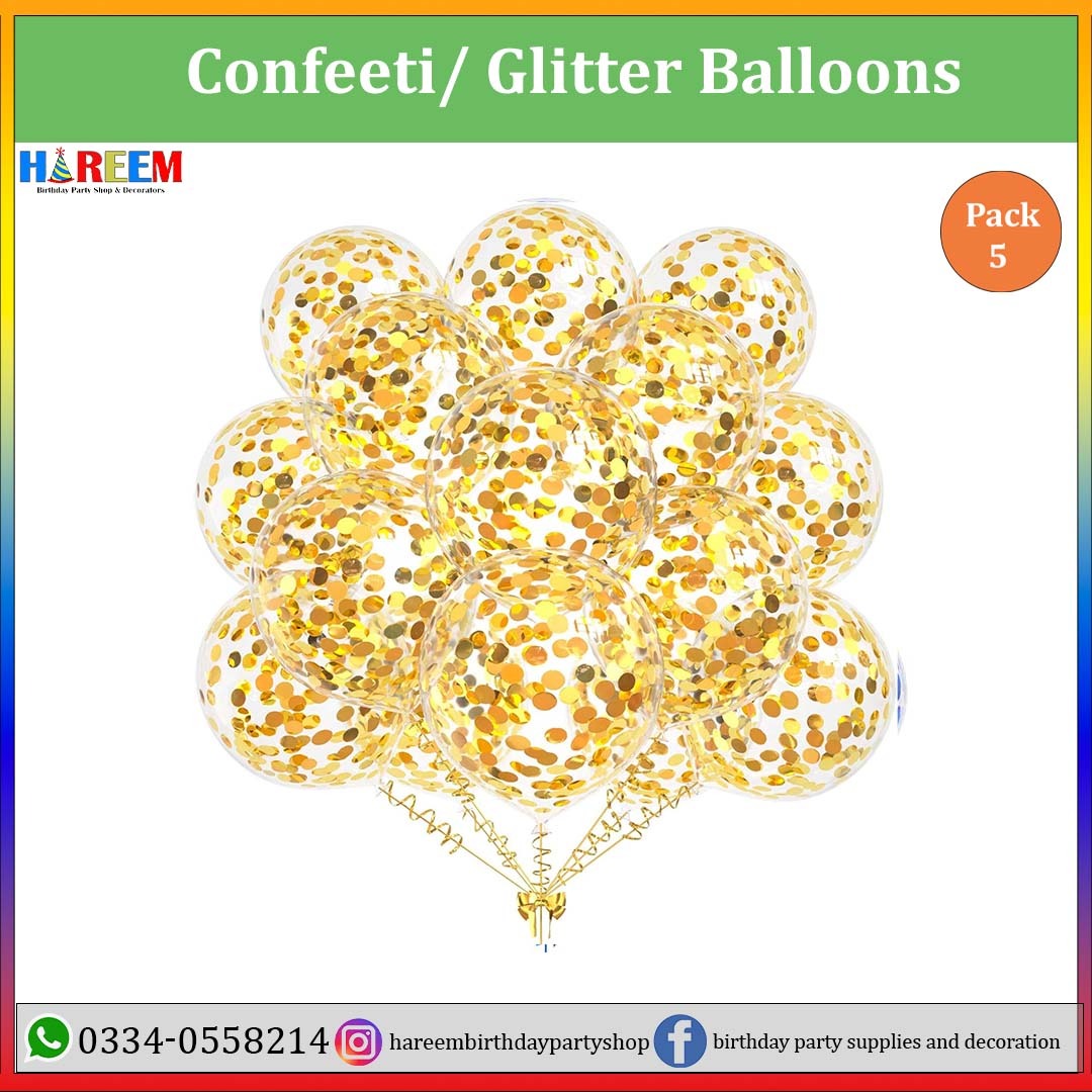 Confetti balloons set Golden Color 5 pcs