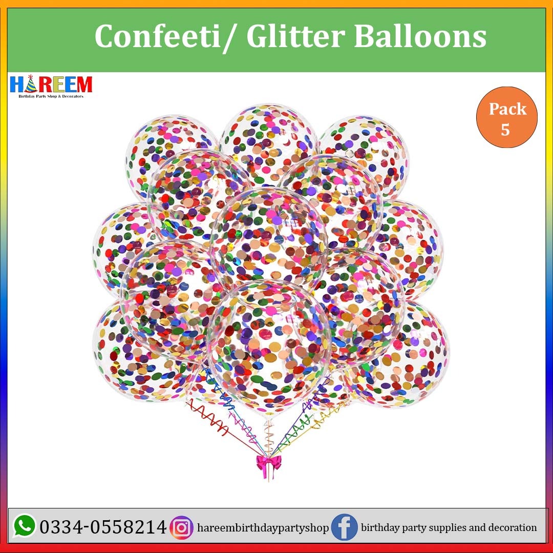 Confetti balloons set Multiple Colors 5 pcs