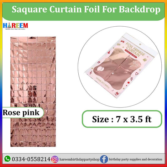 Square Curtain Foil birthday Backdrop, Multiple Colors Available