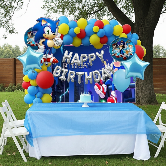 Sonic Theme Birthday & Party Decorations, Full Set of Balloons & Items