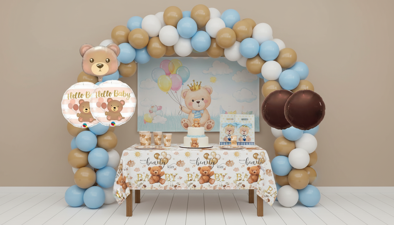 Brown Bear Theme Birthday & Party Decorations, Full Set of Balloons & Items