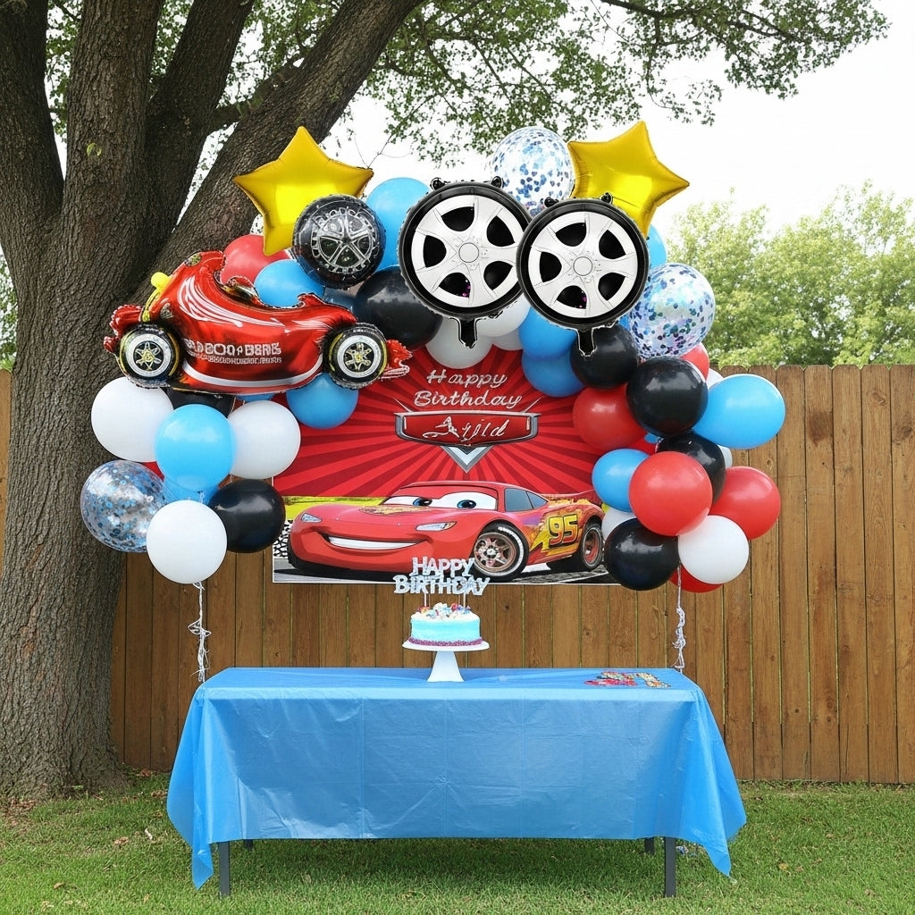 Car Theme Birthday & Party Decorations, Full Set of Balloons & Items