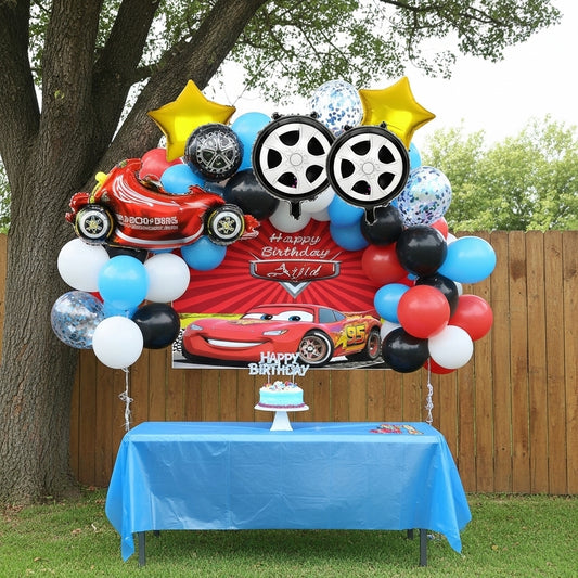 Car Theme Birthday & Party Decorations, Full Set of Balloons & Items