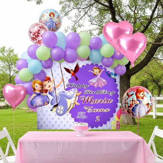 Sophia Theme Birthday & Party Decorations, Full Set of Balloons & Items