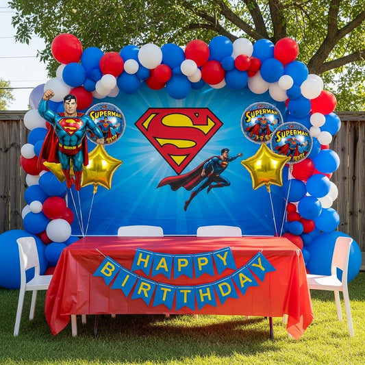 Superman Theme Birthday & Party Decorations, Full Set of Balloons & Items