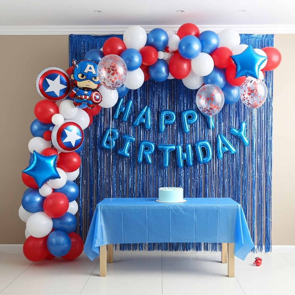 Captain America Theme Birthday & Party Decorations, Full Set of Balloons & Items
