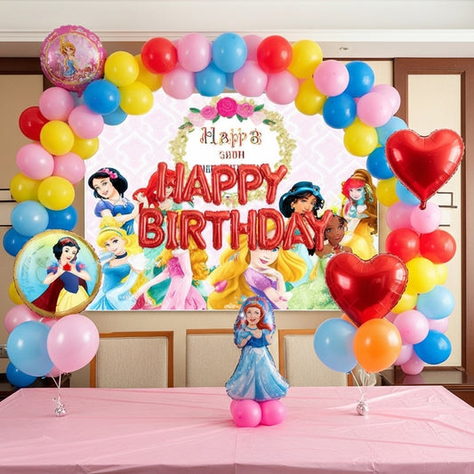 Disney Princes Theme Birthday & Party Decorations, Full Set of Balloons & Items