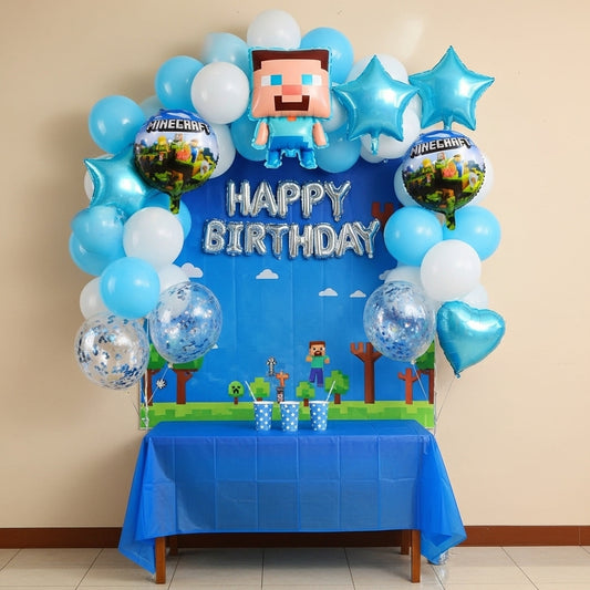 Minecraft Theme Birthday & Party Decorations, Full Set of Balloons & Items