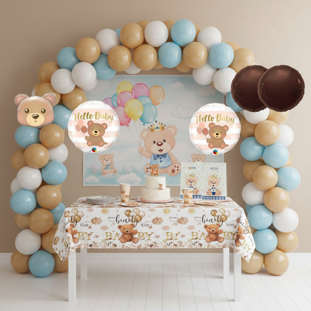 Brown Bear Theme Birthday & Party Decorations, Full Set of Balloons & Items