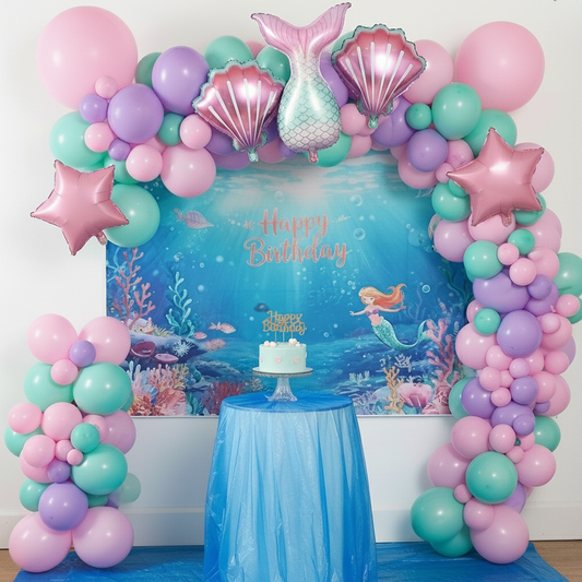 Little Mermaid Theme Birthday & Party Decorations, Full Set of Balloons & Items