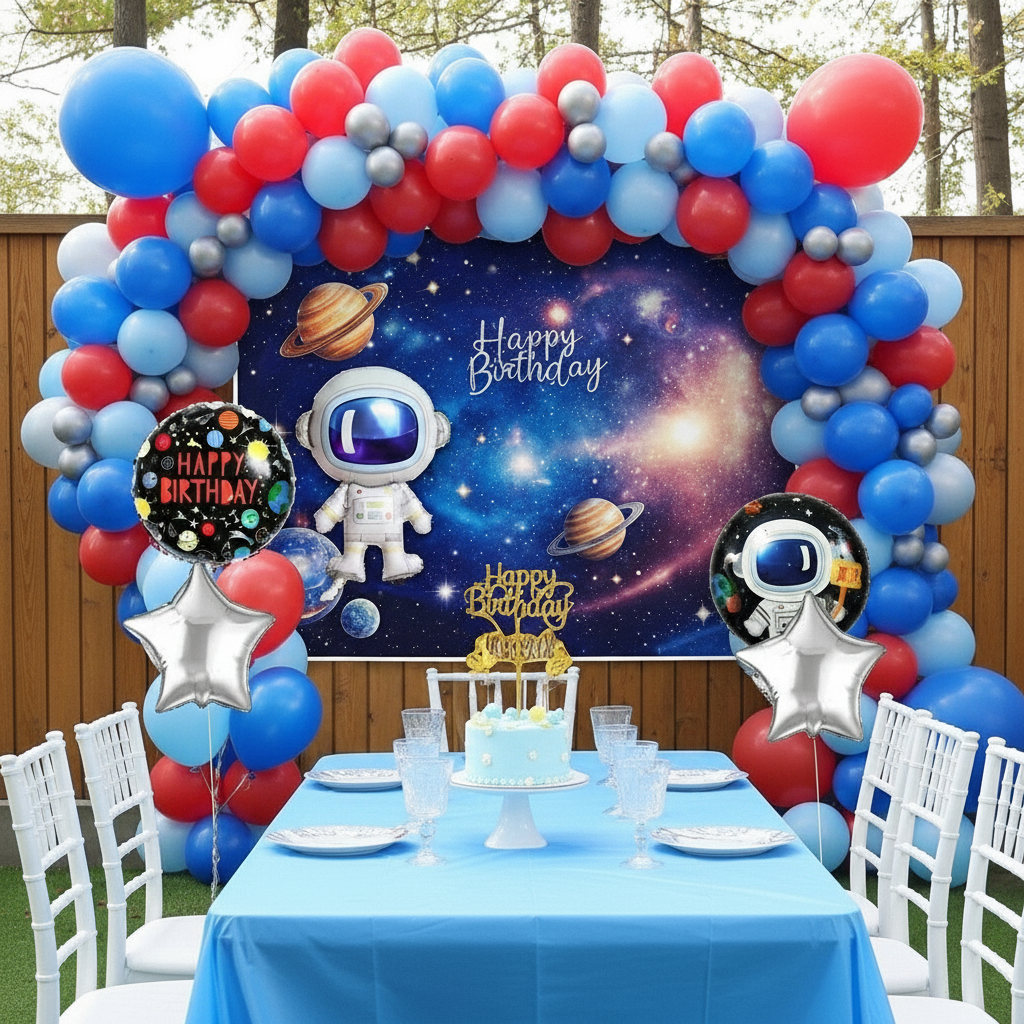 Space Theme Birthday & Party Decorations, Full Set of Balloons & Items