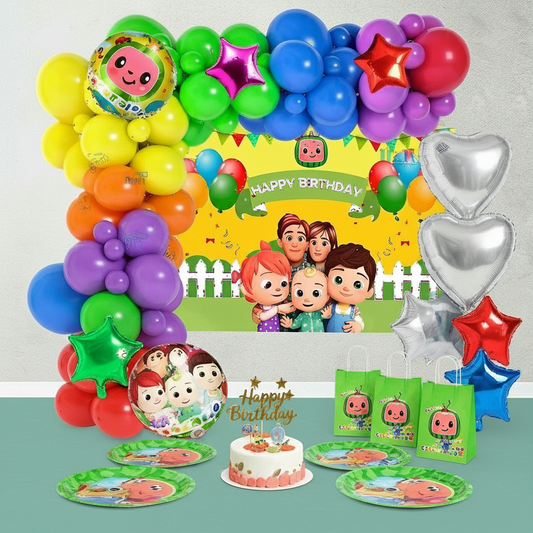 Cocomelon Theme Birthday & party Decorations, Full Set of Balloons and Items