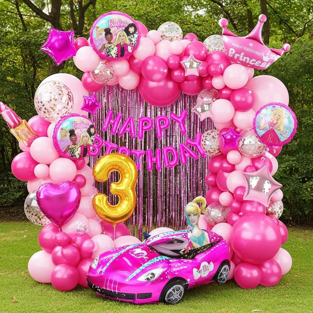 Barbie Theme Birthday & Party Decorations, Full Set of Balloons & Items