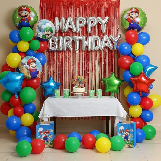 Mario Theme Birthday & Party Decorations, Full Set of Balloons & Items