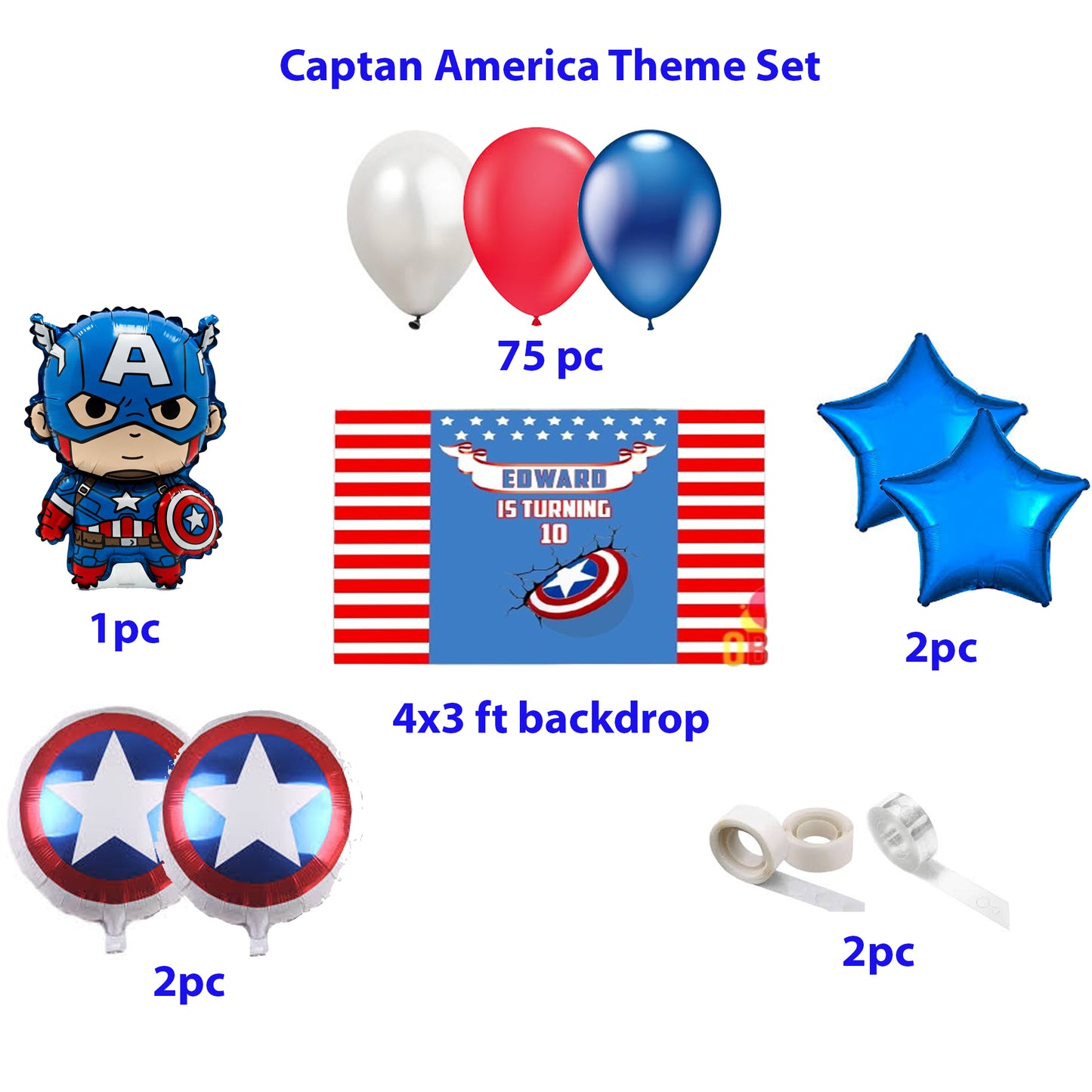 Captain America Theme Birthday & Party Decorations, Full Set of Balloons & Items